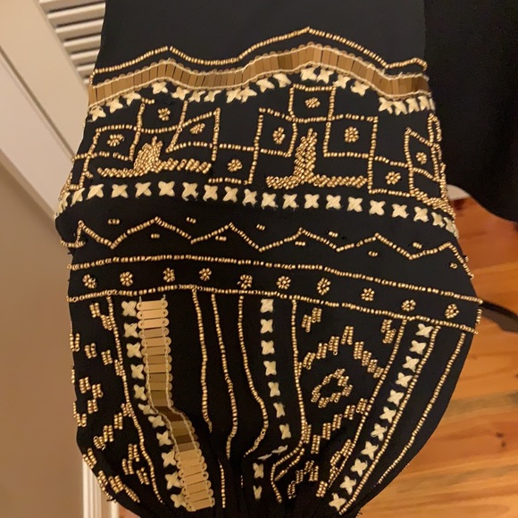 3. Chico’s Black Blouse with Gold Beading on Sleeves - Picture 7 of 11